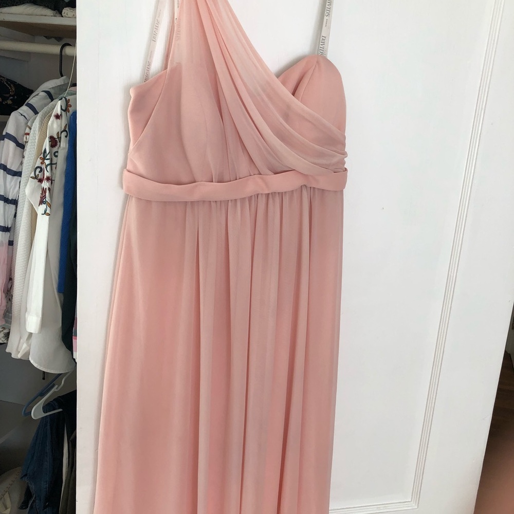 David’s Bridal One Shoulder Midi cocktail Dress